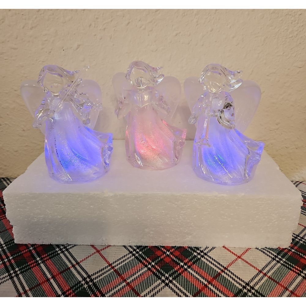 JCPenny Home Collection Colorful Acrylic LED Noel Series Angel Figurines